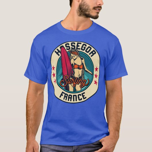 フランス・オセゴールのヴィンテージサーフィンバッジ Tシャツ (正面)