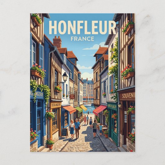 フランス オンフルール旧市街の路地 ポストカード (正面)