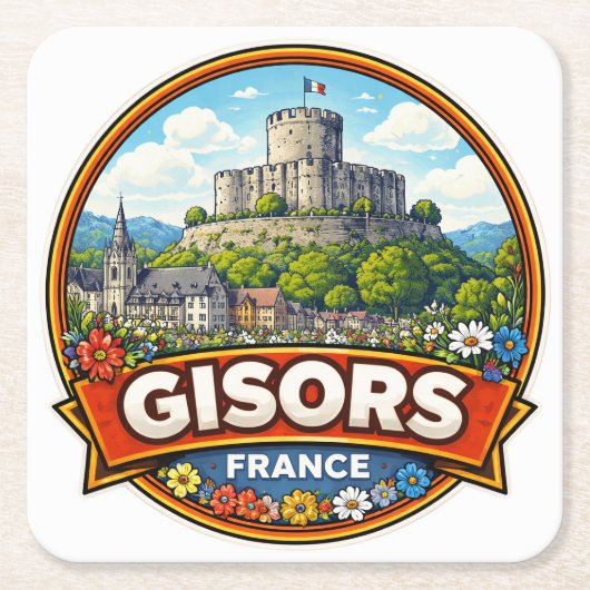 フランス ギソール スクエアペーパーコースター (正面)