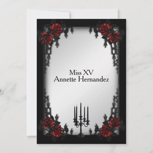 フランス・クォーター ゴシック シルバー 15歳の誕生日 招待状 (裏面)