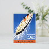 フランス クルーズ ヴィンテージ トラベル ポスター 修復済み ポストカード (スタンド正面)