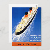 フランス クルーズ ヴィンテージ トラベル ポスター 修復済み ポストカード (正面/裏面)