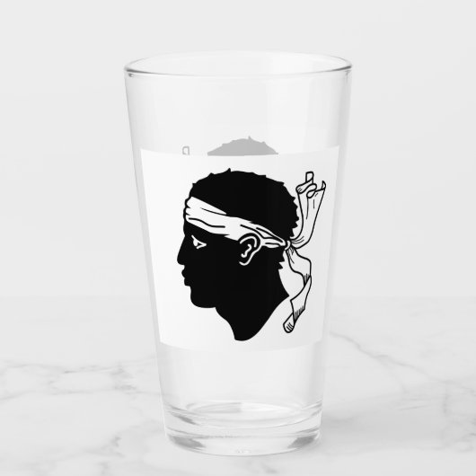 フランス・コルシカ国旗を持つ愛国的なガラス杯 タンブラーグラス (正面)
