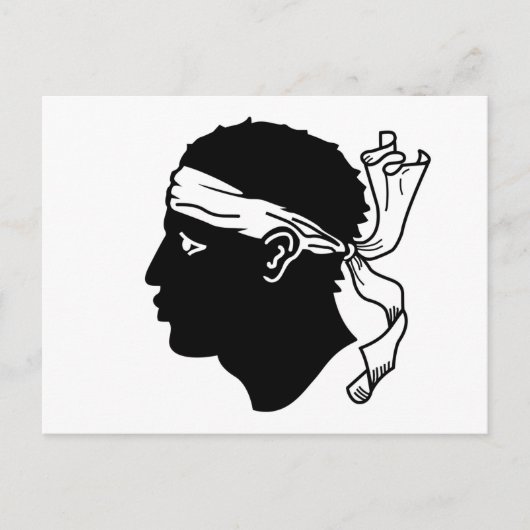 フランス,コルシカ国旗を掲げたはがき ポストカード (正面)