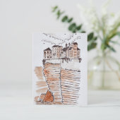 フランス、コルシカ島のボニファシオの崖沿いの町 ポストカード (スタンド正面)