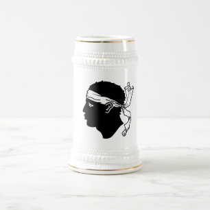 フランス,コルシカ州旗とマグカップ ビールジョッキ