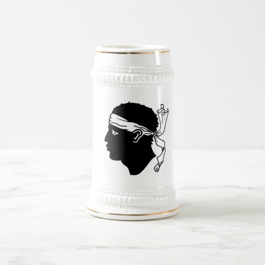 フランス，コルシカ州旗とマグカップ ビールジョッキ (中央)