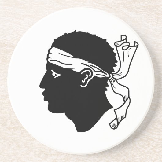 フランス・コルシカ州旗を持つコースター コースター (正面)