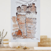 フランス，コルシカ，ボニファシオの崖の上の都市 ポスター (キッチン)