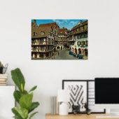 フランス、コルマール、アルザース、木造りの家が半分ある ポスター (ホームオフィス)