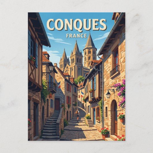 フランス コンクの路地 ポストカード (正面)