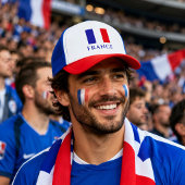 フランス サッカー ファン トラッカーキャップ 赤と青