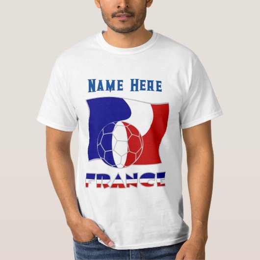フランス サッカー ボール 旗 カスタマイズ Tシャツ (正面)