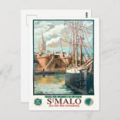 フランス,サンマロ市の港,ヴィンテージ旅行 ポストカード (正面/裏面)