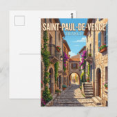 フランス、サン・ポール・ド・ヴァンスの路地 ポストカード (正面/裏面)