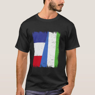フランス シエラレオネ ハーフ フラッグ フランス系シエラレオネ人 Tシャツ