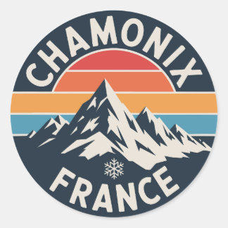 フランス・シャモニー レトロ マウンテンバッジ ラウンドシール