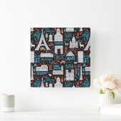 フランス |シンボルパターン スクエア壁時計 (ホーム)