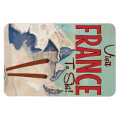 フランス スキー ビンテージ 旅行ポスター マグネット (横)
