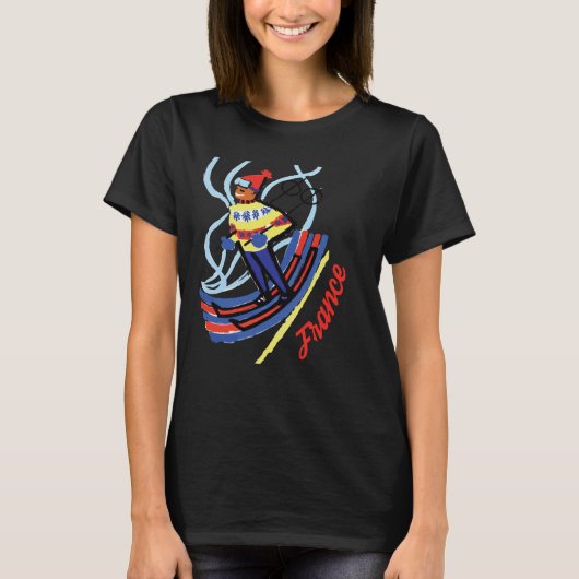 フランス スキー 旅行 レトロ ヴィンテージ Tシャツ (正面)