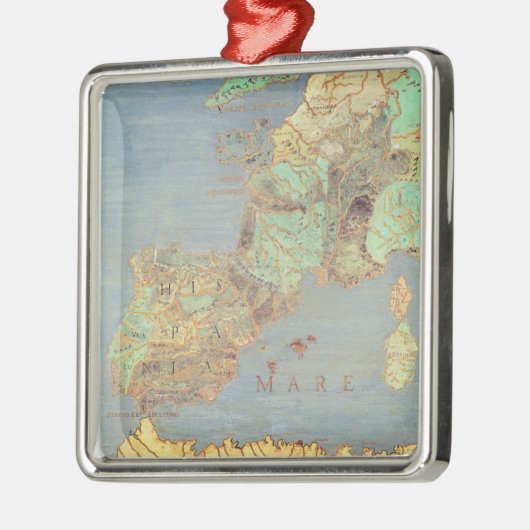 フランス、スペインおよび北西アフリカの地図 メタルオーナメント (左)