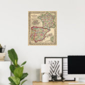 フランス、スペイン、ポルトガルの地図by Mitchell ポスター (ホームオフィス)