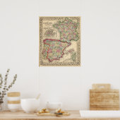 フランス、スペイン、ポルトガルの地図by Mitchell ポスター (キッチン)