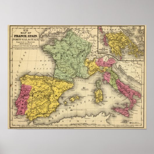 フランス、スペイン、ポルトガル、イタリア ポスター (正面)