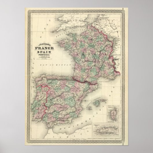 フランス、スペイン、ポルトガル ポスター (正面)