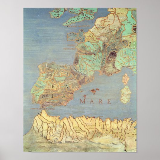 フランス、スペイン、北西アフリカの地図 ポスター (正面)