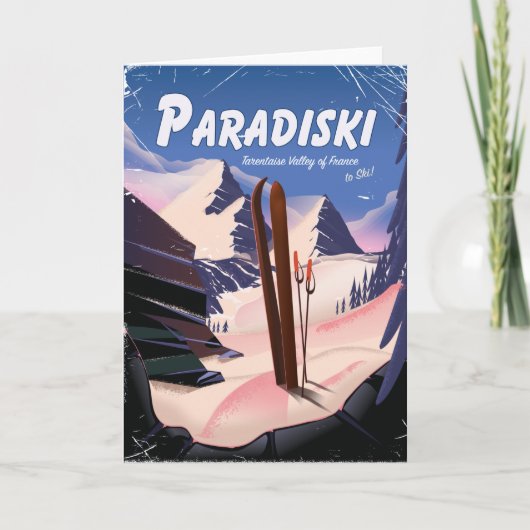 フランス タランテーズ渓谷 Paradiski スキーポスター シーズンカード (正面)