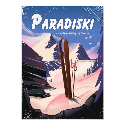 フランス タランテーズ渓谷 Paradiski スキーポスター フォトプリント (正面)