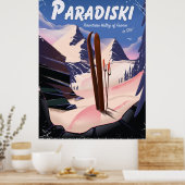 フランス タランテーズ渓谷 Paradiski スキーポスター ポスター (キッチン)