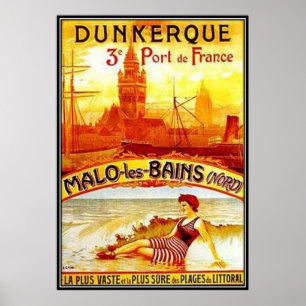 フランス，ダンケルク，ヴィンテージノルド・パ・ド・カレー –  ポスター