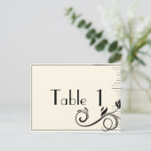 フランス デコ ローズ ブラック クリーム ウェディング テーブル ナンバー ポストカード (スタンド正面)