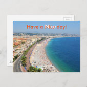 フランス,ニースのビーチの空中眺め ポストカード (正面/裏面)