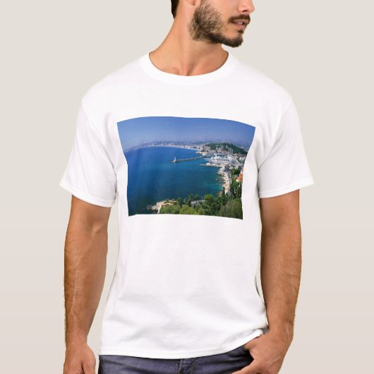フランス、ニース、港の空中ビュー Tシャツ (正面)