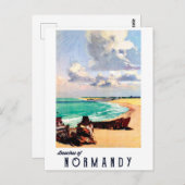 フランス,ノルマンディーのビーチ ポストカード (正面/裏面)