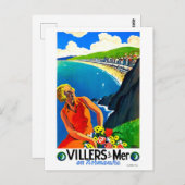 フランス、ノルマンディーの海岸線、ビラーズシュルメール ポストカード (正面/裏面)