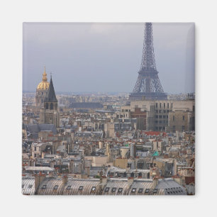 フランス、パリのエッフェル塔との都市景観 マグネット