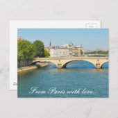 フランス、パリのセーヌ川にかかる橋 ポストカード (正面/裏面)