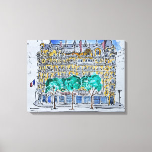 フランス・パリのホテル・リュテシアからのフランス銀行 キャンバスプリント