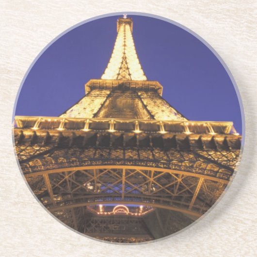 フランス、パリエッフェル塔、夜景 コースター (正面)