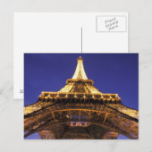 フランス、パリエッフェル塔、夜景 ポストカード (正面/裏面)