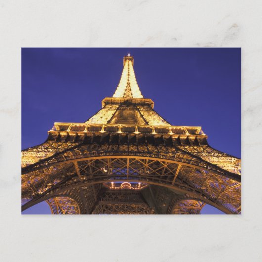 フランス、パリエッフェル塔、夜景 ポストカード (正面)