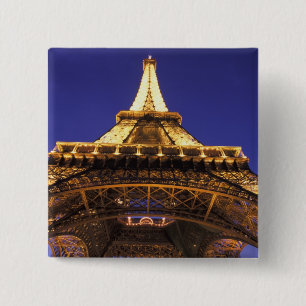 フランス、パリエッフェル塔、夜景 缶バッジ