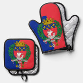 フランス，パリ国旗 鍋つかみ&鍋敷きセット (正面/裏面)