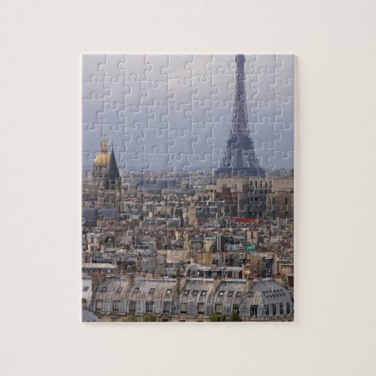 フランス、パリ、エッフェルタワーの街並み ジグソーパズル (縦)