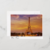 フランス、パリ、エッフェルタワー 箔シーズンポストカード (正面/裏面)