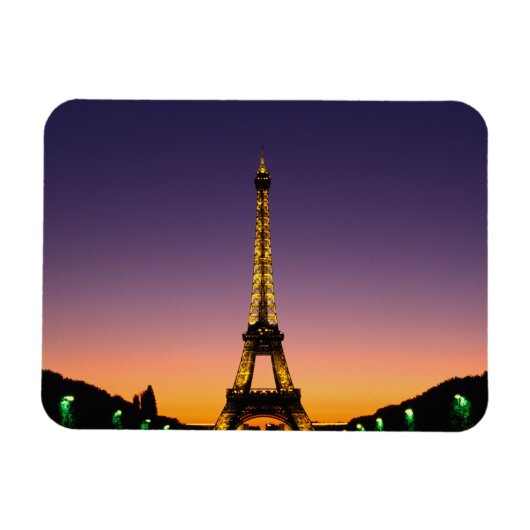 フランス、パリ、エッフェル塔の夕焼け マグネット (横)